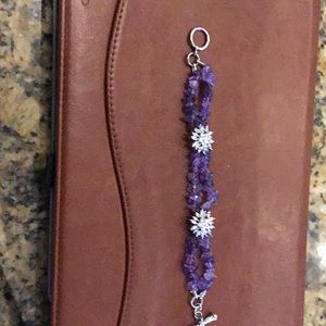 Designer sterling  zircon and amethyst toggle bracelet